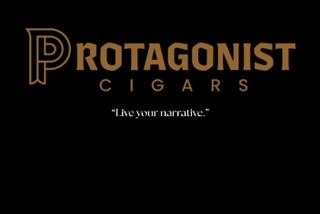 Protagonist Cigars brand mark with the line Live your narrative